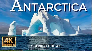 FLYING OVER Antarctica (4k UHD) || Relaxing Music Along With Beautiful Nature || Scenic Tube 4K