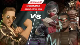 Johnny Cage vs TerminatoR , Shao Kahn & Skarlet (VERY HARD) | FATALITY & BRUTALITY |
