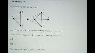 Consider the graph G shown here 8 Does Graph G have a cut vertex answer y for yes and n for no Does