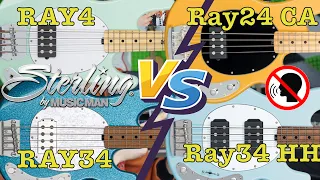 Sterling by Music Man Comparison: Ray4, Ray24, Ray34, Ray34 HH (NO TALKING, just PLAYING)