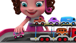 Learn Colors with Truck Carrier Street Vehicles Toys - Toy Cars for Kids