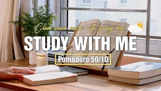 STUDY WITH ME 2-HOUR |  Pomodoro 50/10 | Calm Piano Music 🎹 , Nature Sound 🍃 | Motivation Study