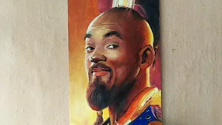 Drawing Aladdin Genie Will Smith || Oil Painting