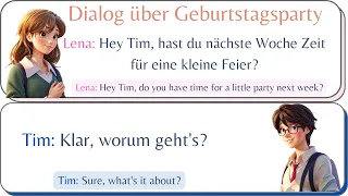 Dialog über  Geburtstagsparty (A2) | Deutsch Lernen  / Dialogue about birthday party