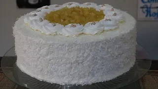 BOLO DE ABACAXI COM COCO | APRENDA A DECORAR BOLO COM APENAS 1 BICO