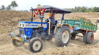 JCB 3DX Backhoe Loader Loading Mud Work By Swaraj tractor | tractor video | come to village |