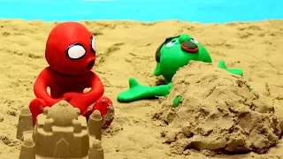 DibusYmas Cartoon playing in the sand 💕 Superhero Play Doh Stop motion for kids - Vengatoon