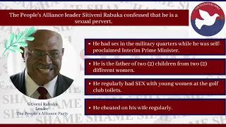 The People's Alliance leader Sitiveni Rabuka confessed that he is a sexual pervert | Fiji | PAP