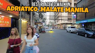 Walking in ADRIATICO MALATE MANILA | EXPLORING the streets of MALATE + Manila Streets food [4K]