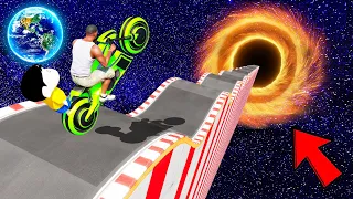 SHINCHAN AND FRANKLIN TRIED THE IMPOSSIBLE CURVY ROAD BLACK HOLE JUMP CHALLENGE IN SPACE GTA 5