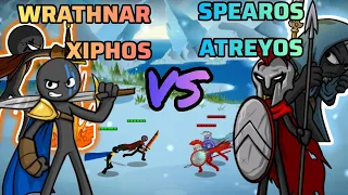 Stick War 3 - Wrathnar And Xiphos VS Spearos And Atreyos! Swordwrath Generals Vs Spearton Generals