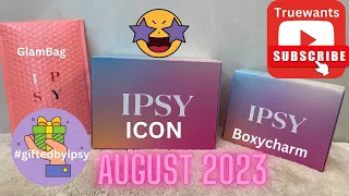IPSY August 2023 Spoiler InPerson GlamBag & Boxycharm  & ICON   #giftedbyipsy @ipsydotcom @BoxyCharm