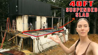 POURING a 40FT FLOATING SLAB for our CONTAINER HOUSE #build #concrete #diy #construction
