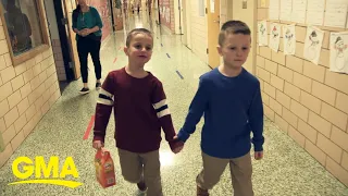 Brothers’ heart-warming routine inspires school