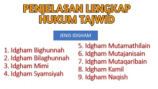 BELAJAR HUKUM TAJWID LENGKAP JENIS IDGHAM BESERTA CONTOH DAN CARA BACANYA