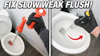 How To FIX A SLOW & Weak Flushing Toilet 4 Different Ways Guaranteed! DIY For Beginners!