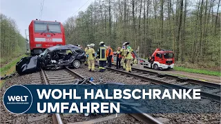 HORROR-UNFALL: Auto fuhr bei geschlossener Schranke auf den Bahnübergang - drei Tote