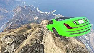 GTA 5 Cliff Drops Crashes With Real Cars Mod #46