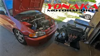 Swapped An EG Hatch with a JDM B16a with YONAKA Parts!