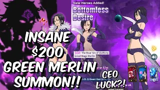 INSANE $200 Green Merlin Summon! - Netmarble God Tier CEO Luck!!! - Seven Deadly Sins: Grand Cross