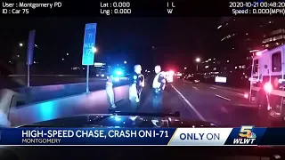 Montgomery police cruiser camera captures high-speed police pursuit, crash on I-71