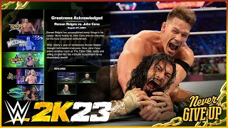 WWE 2K23 Showcase Greatness Acknowledged Roman Reigns vs John Cena (100% Completion)