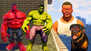 Franklin play HIDE AND KILL with Squid Game Doll & HULK TEAM In GTA 5...