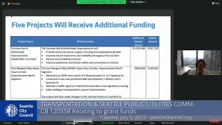 Seattle City Council Transportation & Seattle Public Utilities Committee 7/5/22