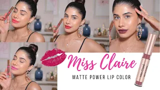 *NEW* MISS CLAIRE MATTE POWER LIP COLOR | All 14 shades swatched! | Malvika Sitlani Aryan