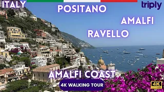 POSITANO & AMALFI & RAVELLO WALKING TOUR 🇮🇹 CHARMING ITALIAN TOWNS ON THE AMALFI COAST 4K 60FPS