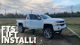 INSTALLING A 7-9 FTS LIFT?!?! 2018 SILVERADO LIFT INSTALL! #BackyardBuilt VLOG