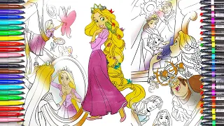 Disney Princess Coloring Pages : Disney Animation Rapunzel How to Color & Draw Learn Colors for KIDS