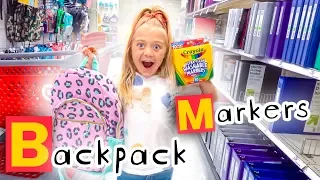 6 Year Old Everleigh Goes School Shopping In Alphabetical Order!!! - Challenge