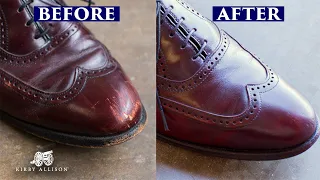 How To Remove Scuffs And Scratches On Leather Shoes | #shorts | Kirby Allison