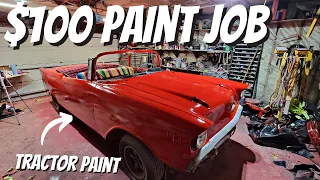 "Almost Perfect" $100 Paint Job - Tractor Paint On A 1957 Chevy Convertible?