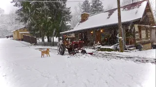 Plowing snow with the 1949 Farmall cub