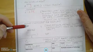 Storm Water Runoff Calculation for Pre-Development