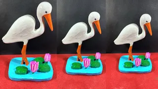 Cement made showpiece making/easy heron bird making with cement
