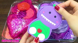 PINK vs PURPLE Mixing Random into GLOSSY Slime  Satisfying Slime