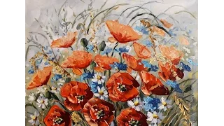 Katarzyna Lach  malowanie obrazu "Polne kwiaty"