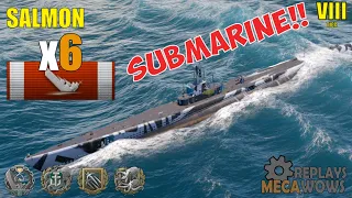 SUBMARINE Salmon 6 Kills & 47k Damage | World of Warships Gameplay