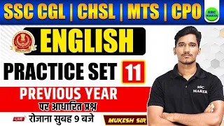 SSC English Class | English Practice 11 | PYQ | SSC MAKER English Class For SSC CGL, CHSL, MTS, CPO