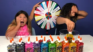 3 COLORS OF GLUE SLIME CHALLENGE CHALLENGE MYSTERY WHEEL OF SLIME EDITION