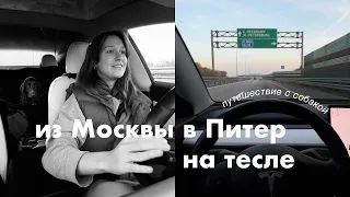 влог: едем из Москвы в Питер на тесле