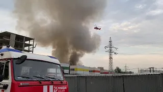 Тушение пожара в Москве вертолётами Ка-32 МАЦ (Firefighting by Ka-32 helicopters in Moscow)
