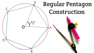 Regular Pentagon Construction | How To Construct Pentagon Using Compass | Pentagon In a Circle