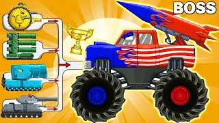 MEGA BOSS: MONSTER TRUCK  vs MEGA TANK - Cartoons about tank/Nina tank cartoon