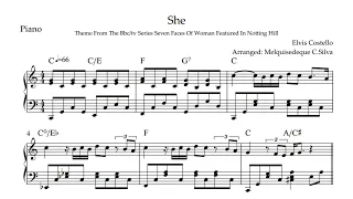 She - Elvis Costello - Arranged for solo piano, with music sheet