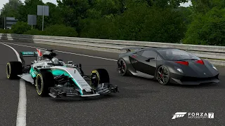 Forza 7 Drag race: F1 vs Lamborghini Sesto Elemento (Maxed out)
