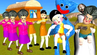 Scary Teacher 3D vs Doll Squid Game Rescue 2 Child in hand Huggy Wuggy and Granny vs Siren Head Fun